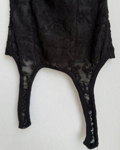 VT316 Lace Crop Top - Black | Charcoal | Ivory