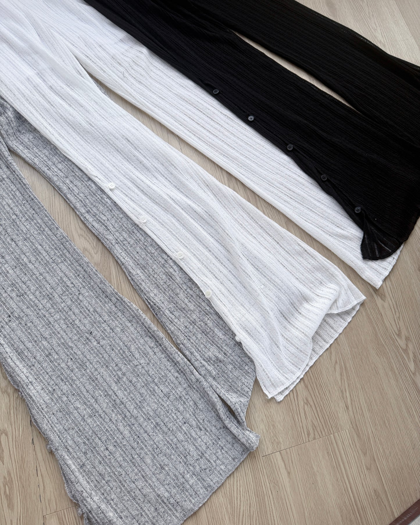 PT073 Button Bootcut Pants - Gray | White | Black