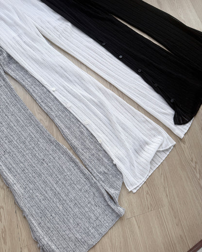 PT073 Button Bootcut Pants - Gray | White | Black
