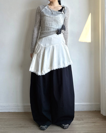 VT337 Lace Ribbed Camisole - Ivory | Charcoal