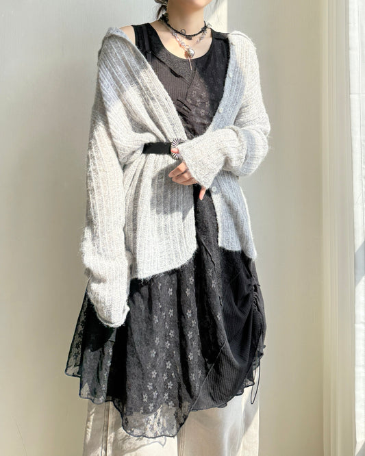 DS285 Lace-trimmed Shirred Patch OPS - Ivory | Black