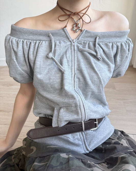 TP535 ZIP-UP Top - Gray