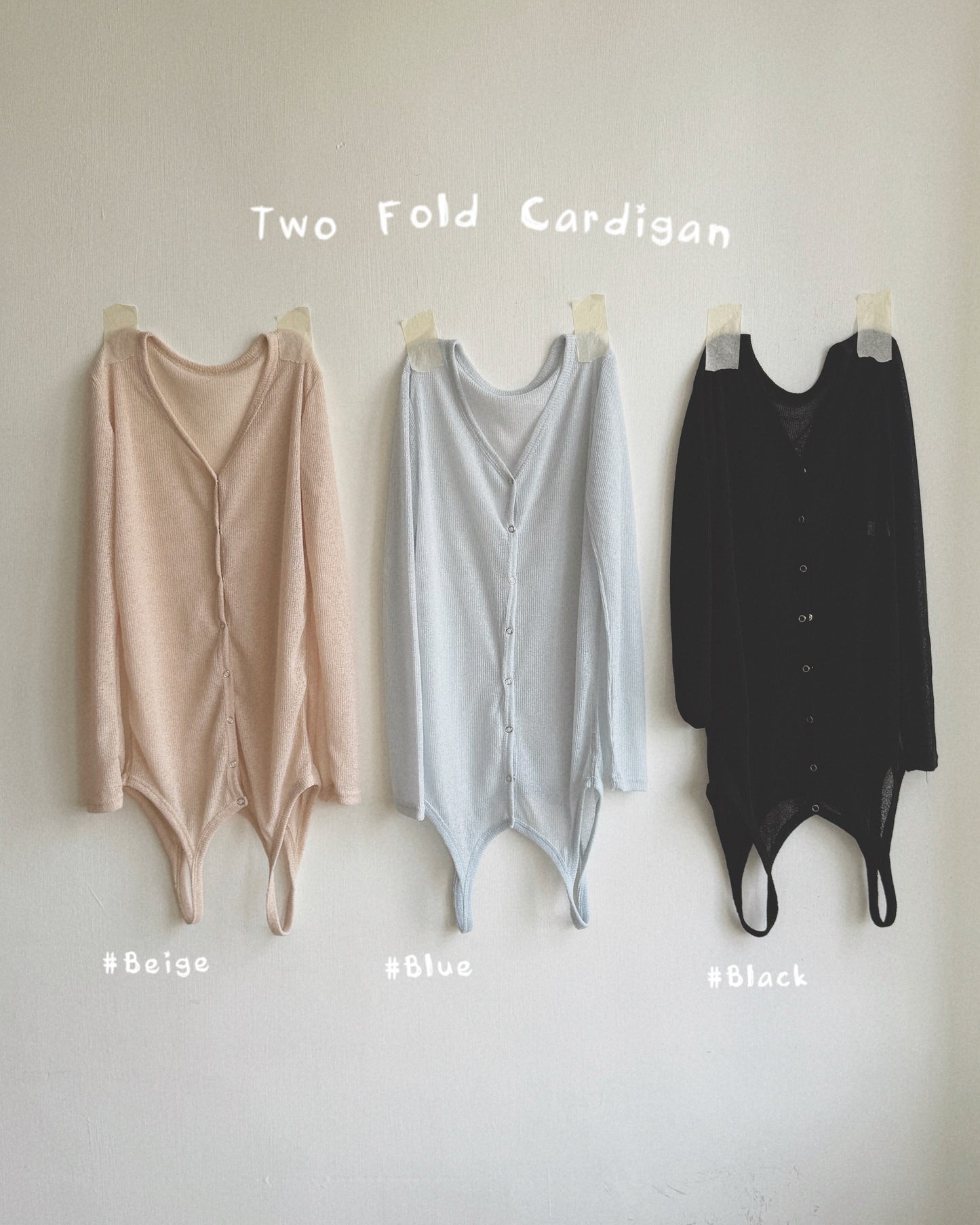 VT302 Two Fold Cardigan - Beige | Blue | Black
