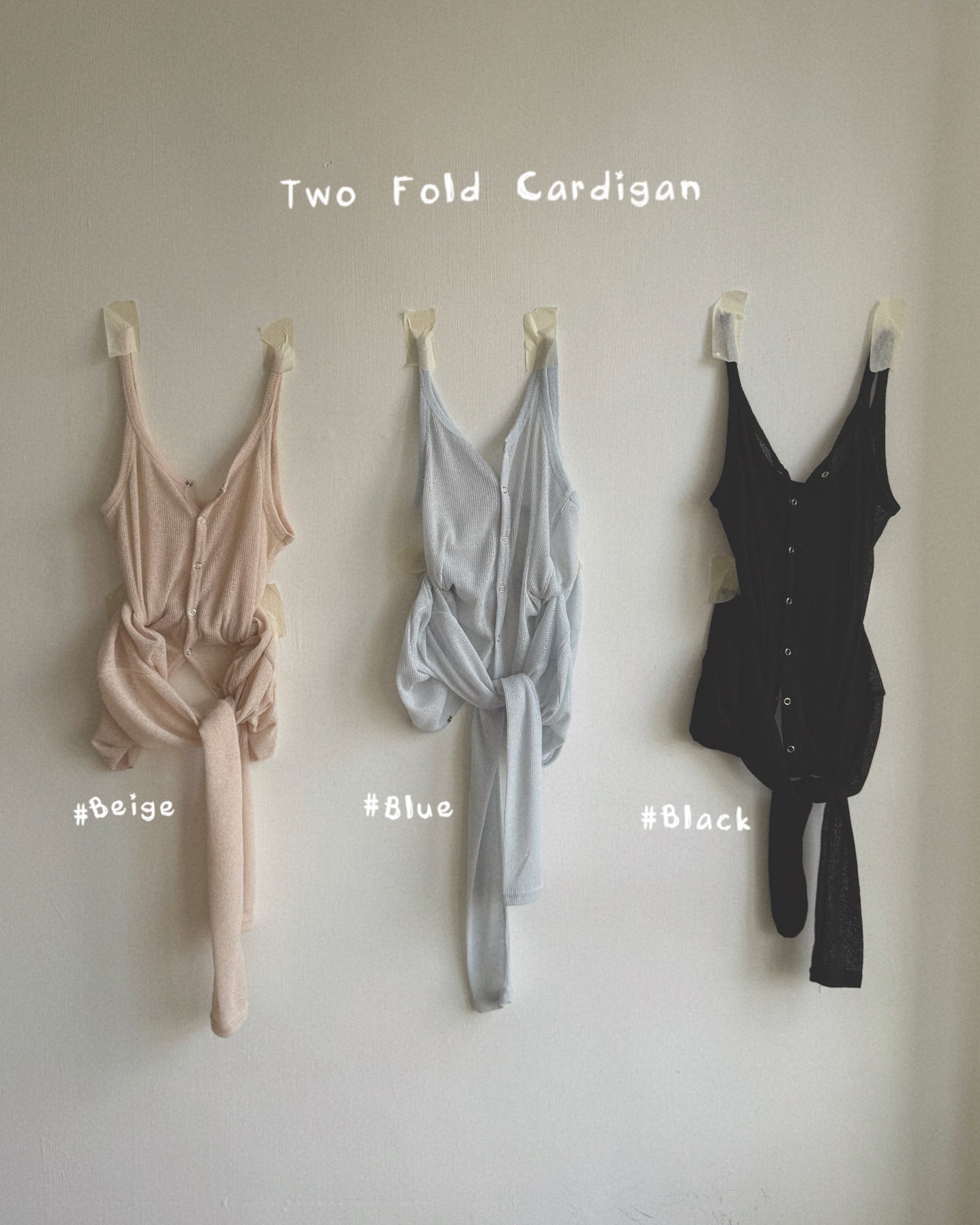 VT302 Two Fold Cardigan - Beige | Blue | Black