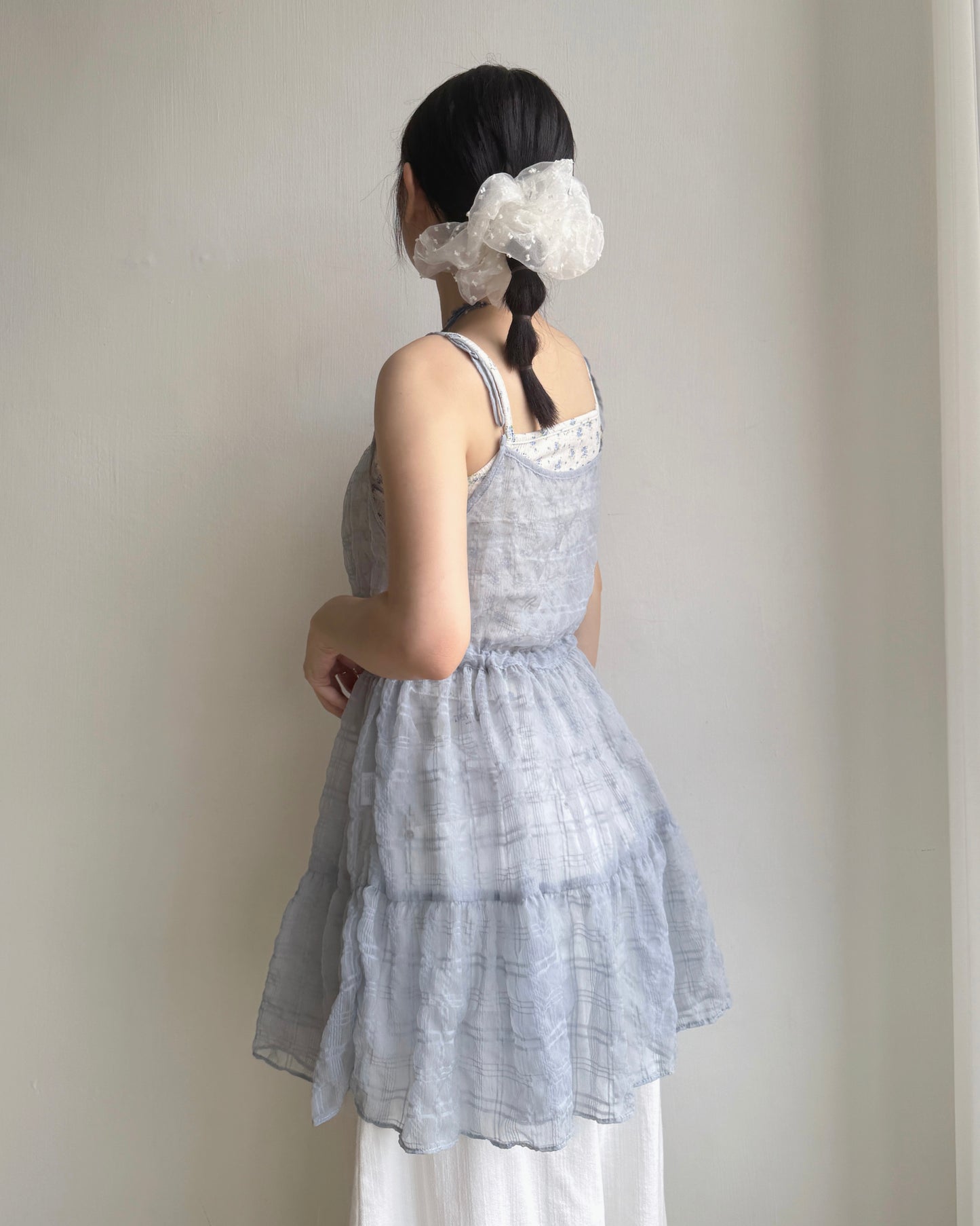 VT255 Check Sheer Vest - White | Black | Blue
