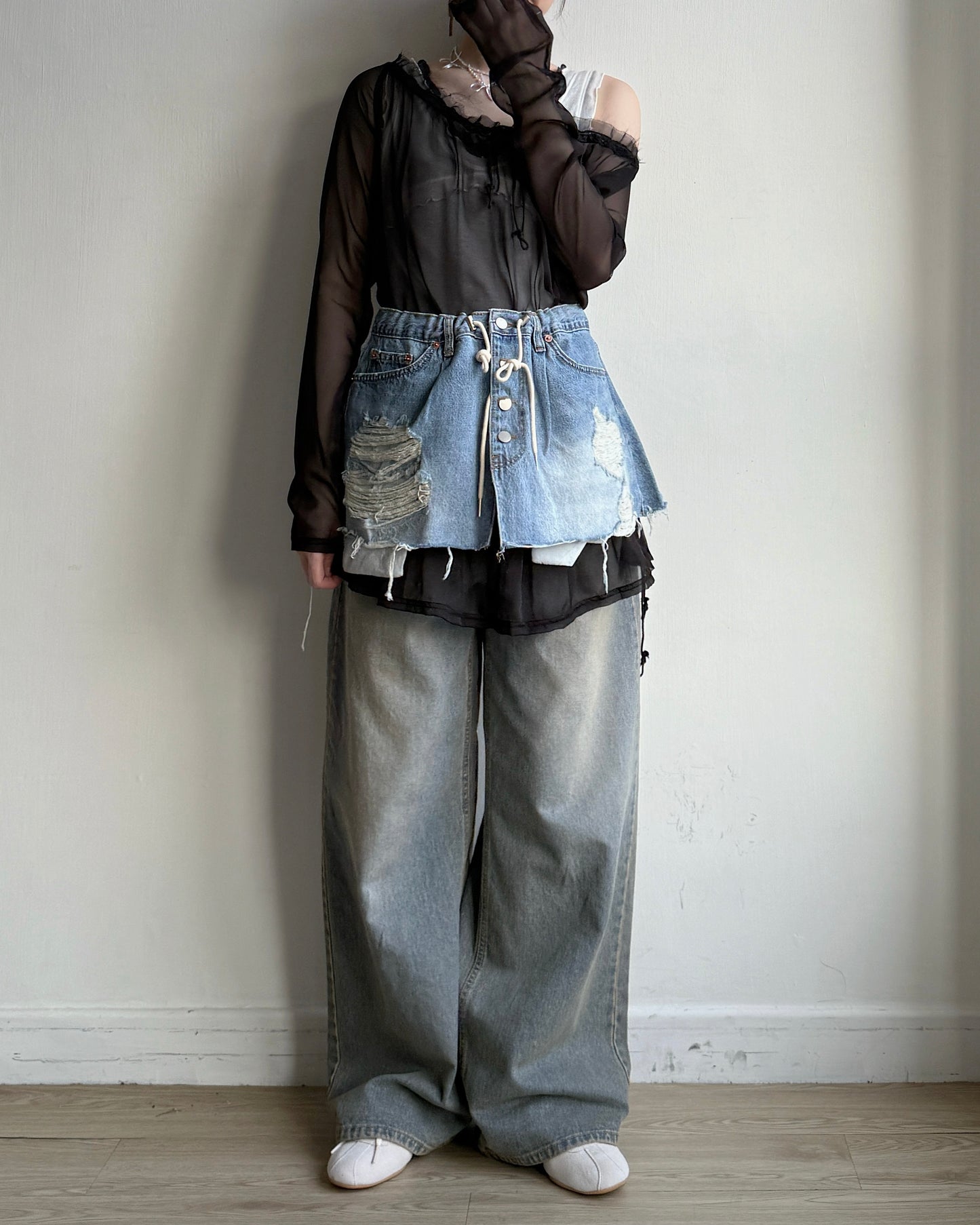 SK217 Denim Layered Skirt