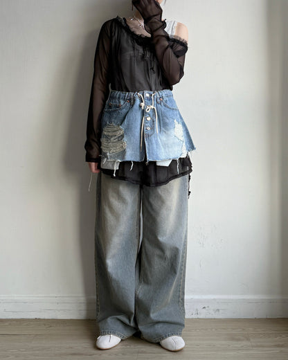 SK217 Denim Layered Skirt