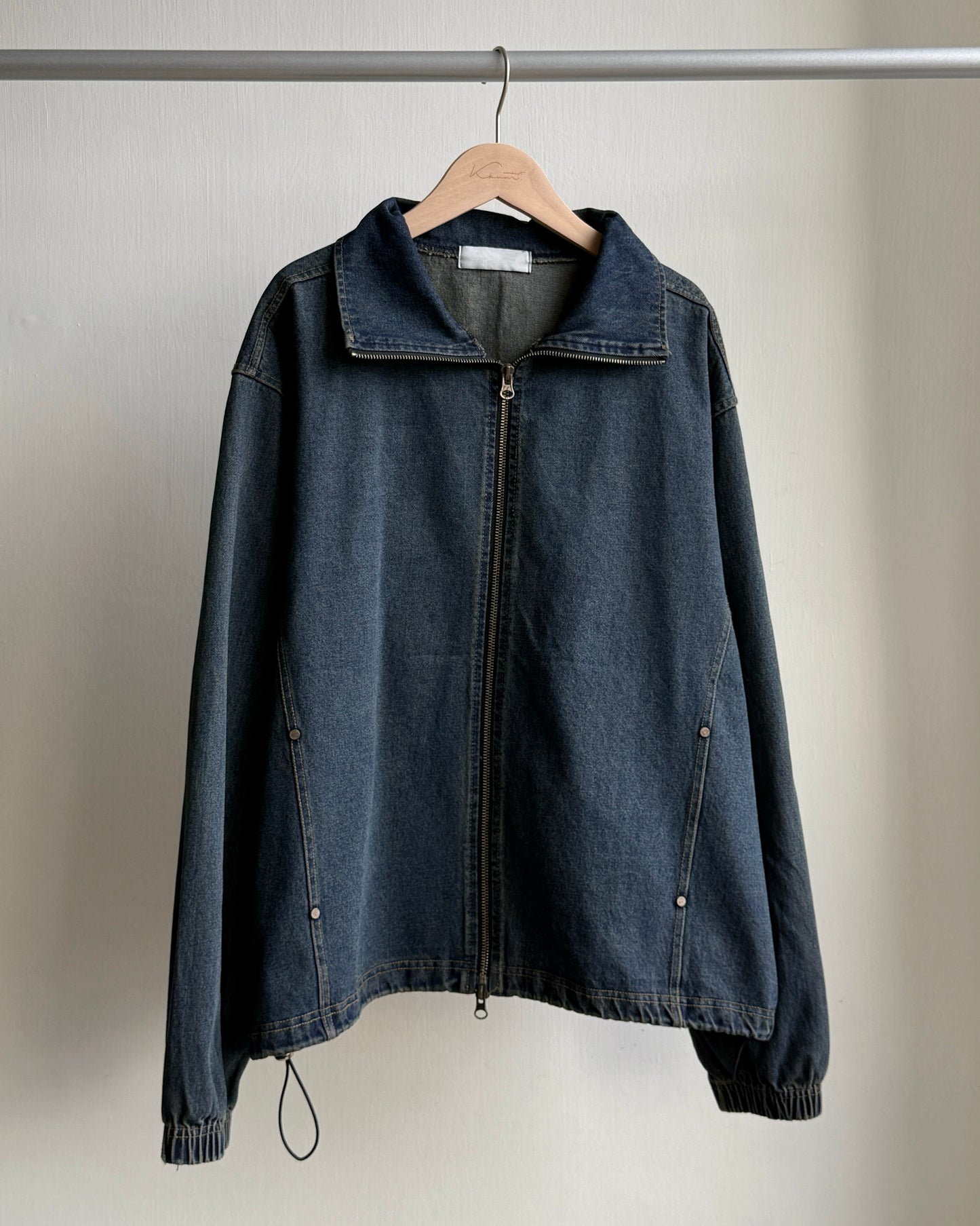 🍂早鳥限定優惠 JK040 Denim String Zip-up Jacket - Navy | Black