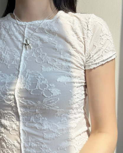 TP579 Floral Lace TEE - White | Black