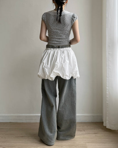 SK221 Balloon Skirt - White | Black | Gray