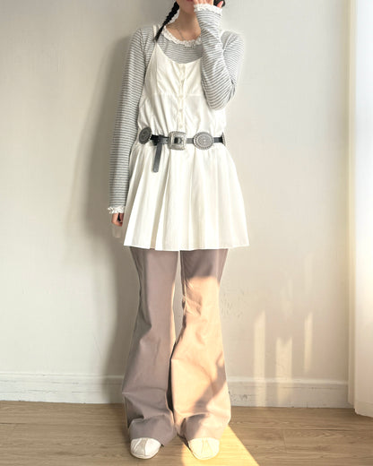 DS288 Button Pleated OPS - White | Black