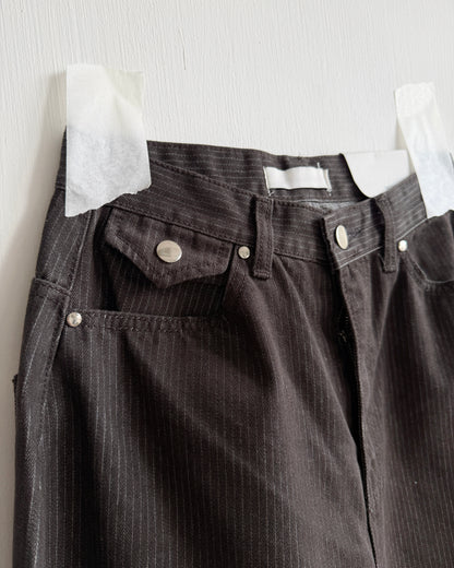 JN070 Balloon Buckle Stripe Pants - Navy | Brown | Gray