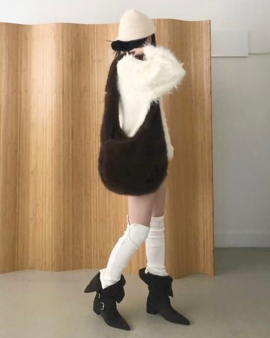 BG033 MoMo Fur Bag - Ivory | Brown