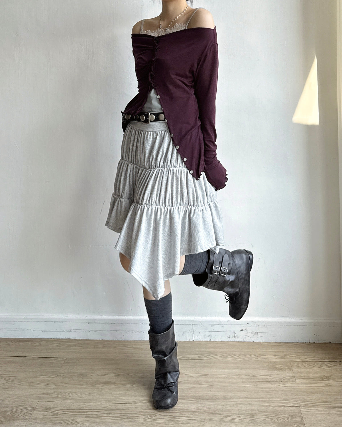 TP618 Button Cardigan - Red | Ivory | Plum | Charcoal | Black
