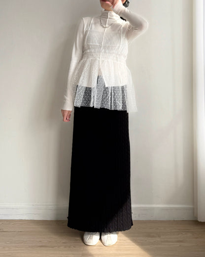 SK206 Cable Skirt - Ivory | Black