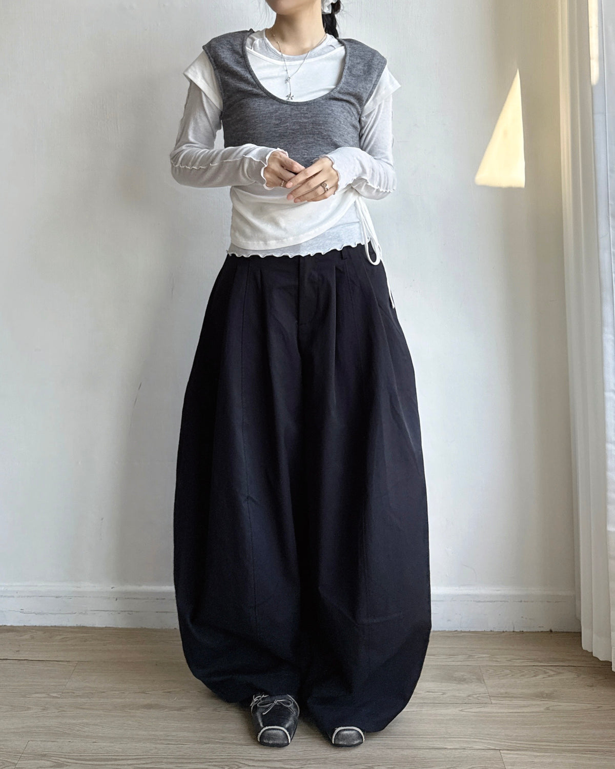 TP621 Lettuce Seam Long Sleeve - Ivory | Gray | Blue | Charcoal