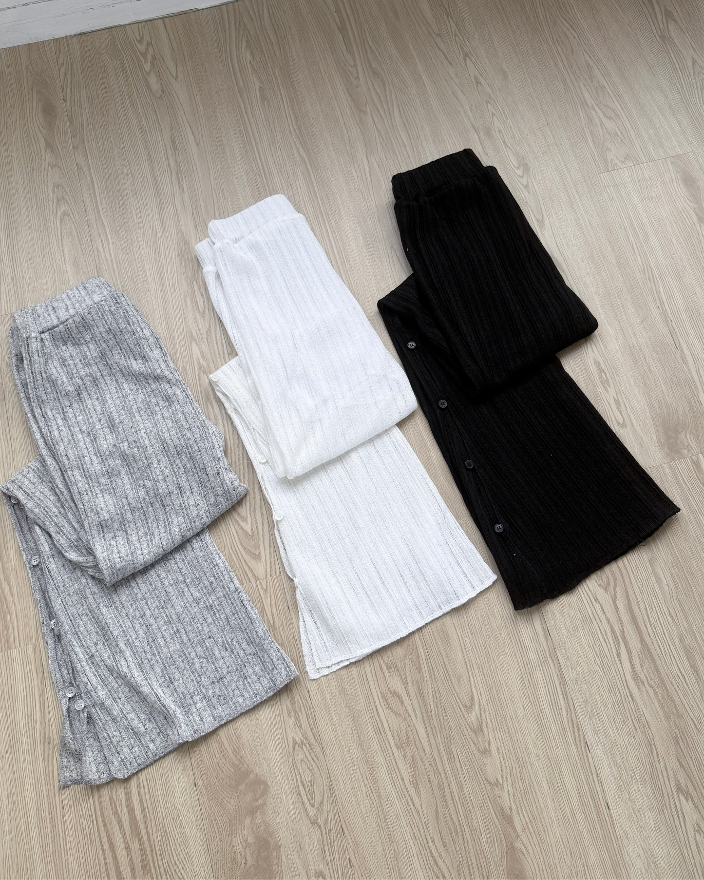 PT073 Button Bootcut Pants - Gray | White | Black
