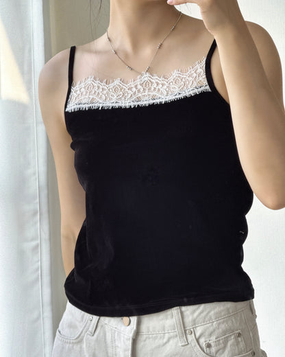 VT334 Velvet Lace Camisole - Camel | Ivory | Skyblue | Black