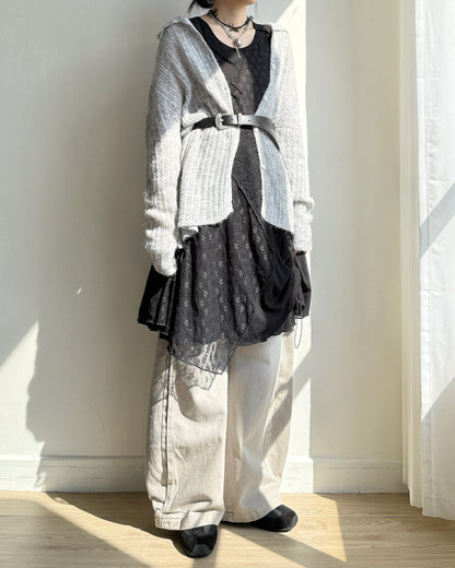 CD058 Fleur Cardigan - Gray | Pink