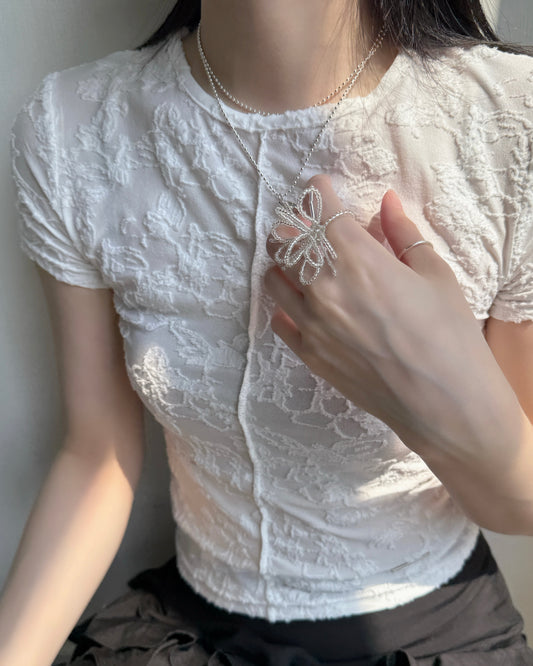 TP579 Floral Lace TEE - White | Black