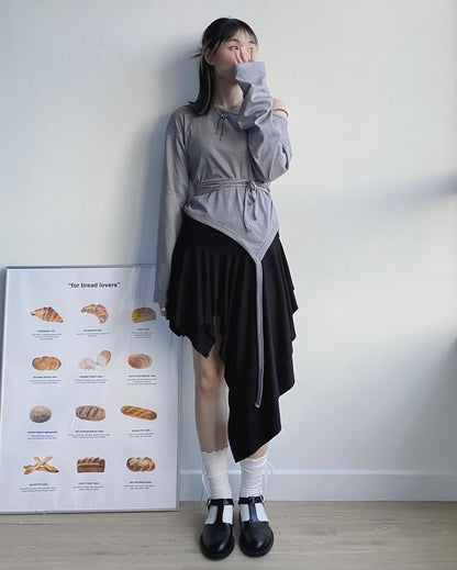 現貨 SK175 Irregular Skirt - Black