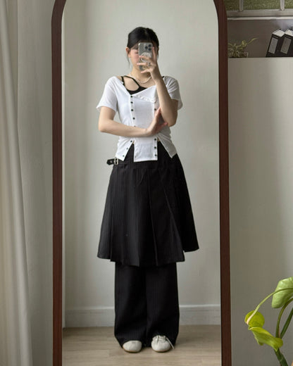 TP588 Button Tee - White | Black