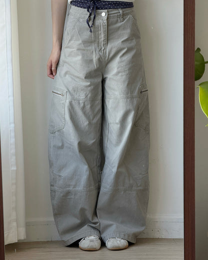 PT084 Unisex Banana Cargo Pants - Beige | Charcoal