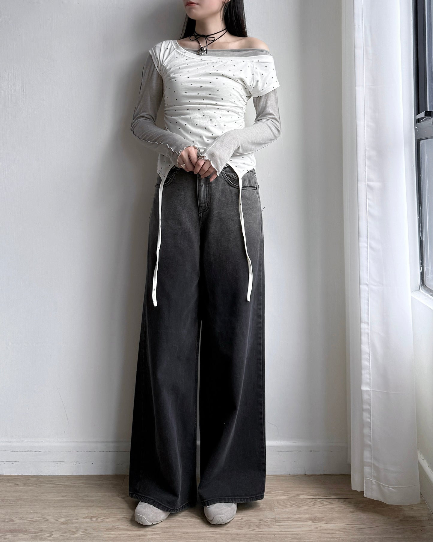 🩵牛仔褲限定優惠 JN060 Washed Wide Jeans - Brown | Drak Gray