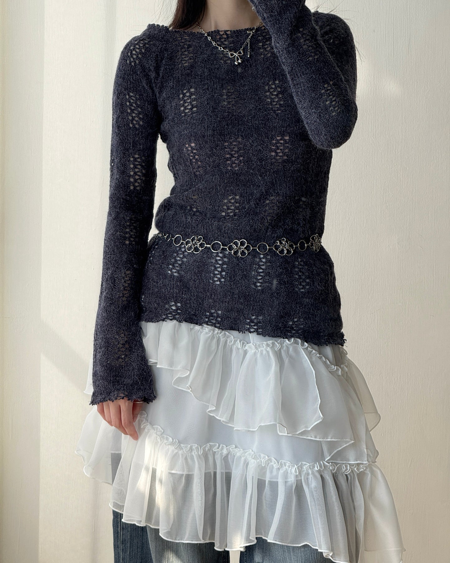 TP567 Ribbed Knit - Ivory | Navy