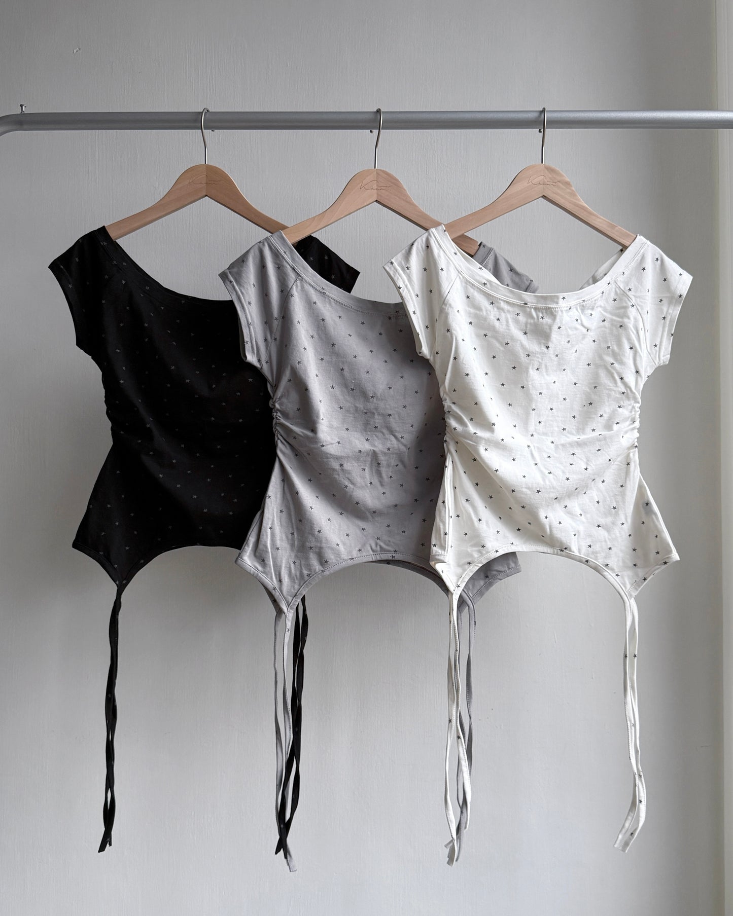 TP543 Star Shirring Top - White | Gray | Black