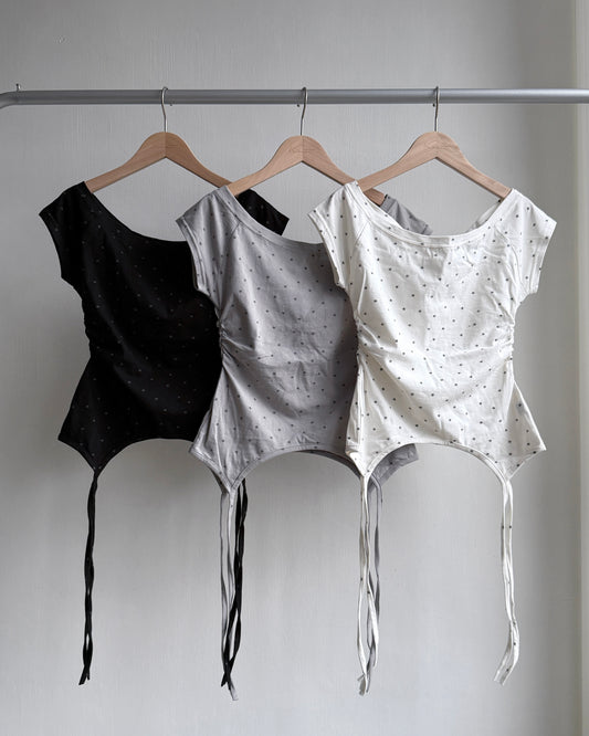 TP543 Star Shirring Top - White | Gray | Black