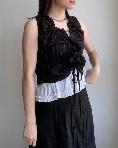 VT251 Sunny Vest Blouse - Ivory | Black