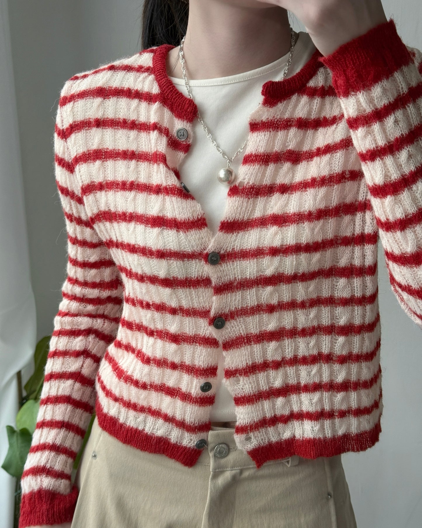 🧨Preoder限定優惠 CD058 Striped Cardigan - Red | Navy
