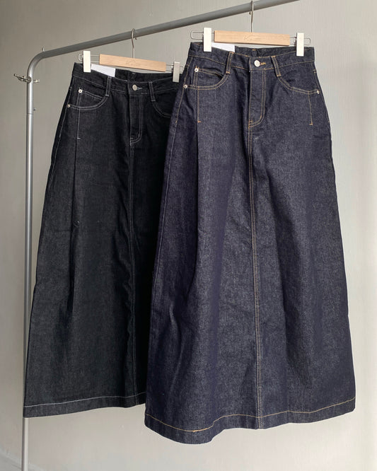 現貨 SK177 H-line Denim Skirt - Navy | Black