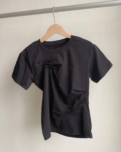 TP520 Pin-tuck Pleated Tee - Black | Navy | White