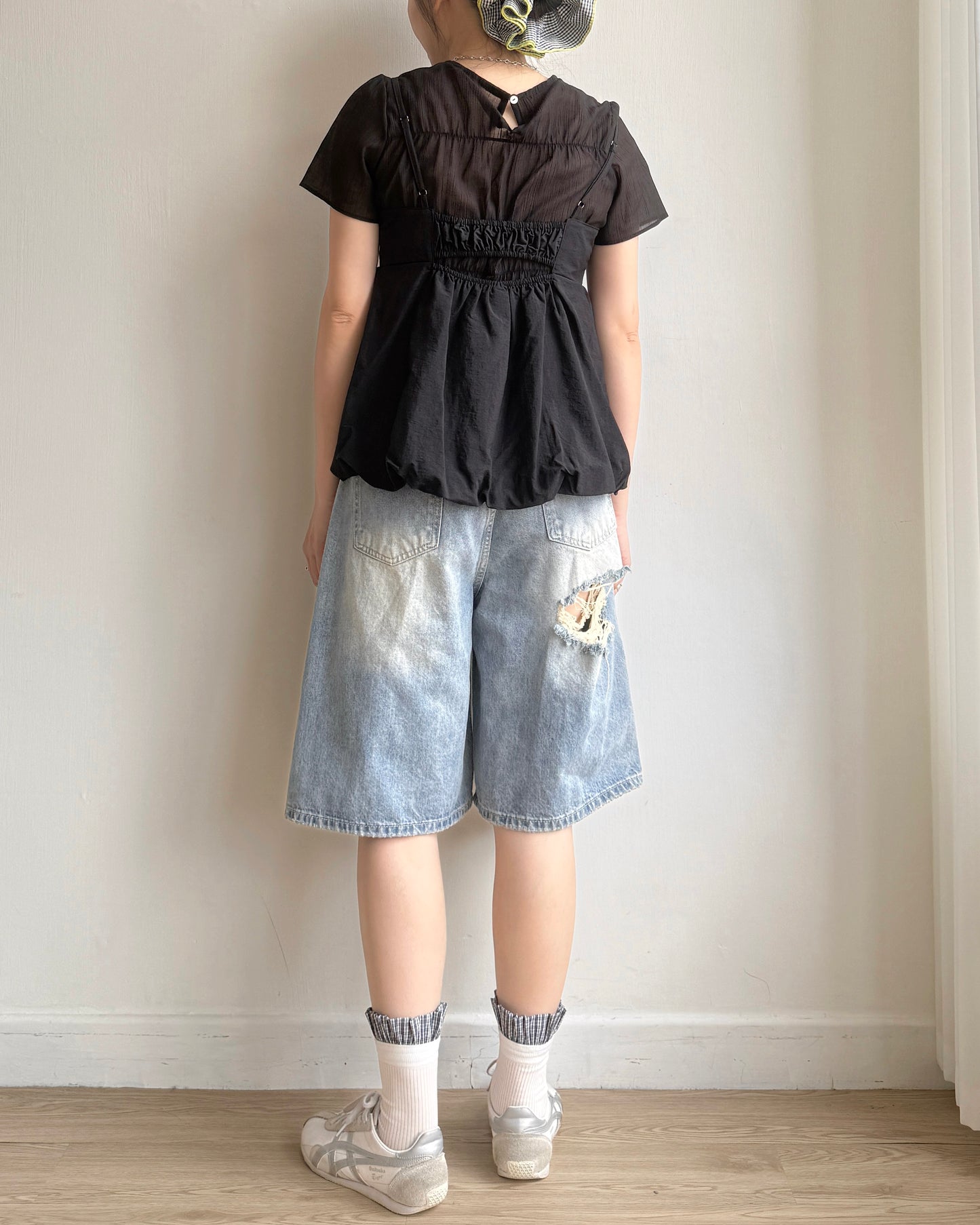 TP525 Frill Blouse - Ivory | Black