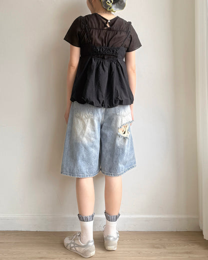 TP525 Frill Blouse - Ivory | Black