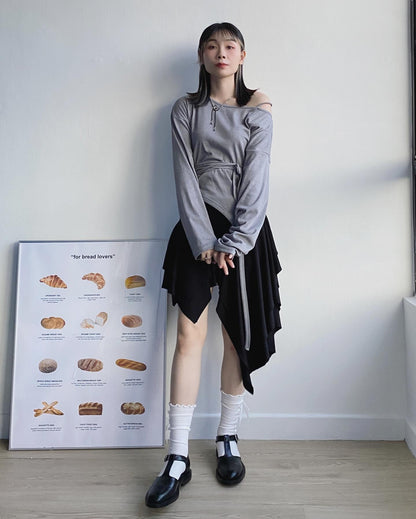 現貨 SK175 Irregular Skirt - Black