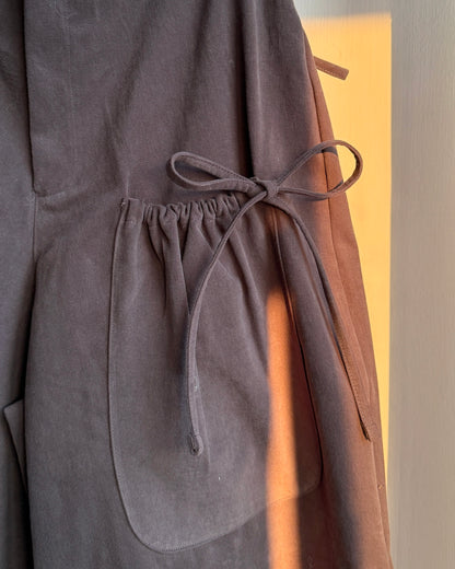 PT077 蝴蝶皺褶休閑褲(連腰帶) - Brown | Black