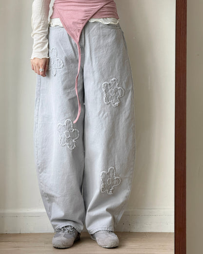 🩵牛仔褲限定優惠 JN061 Floral Jeans - Gray