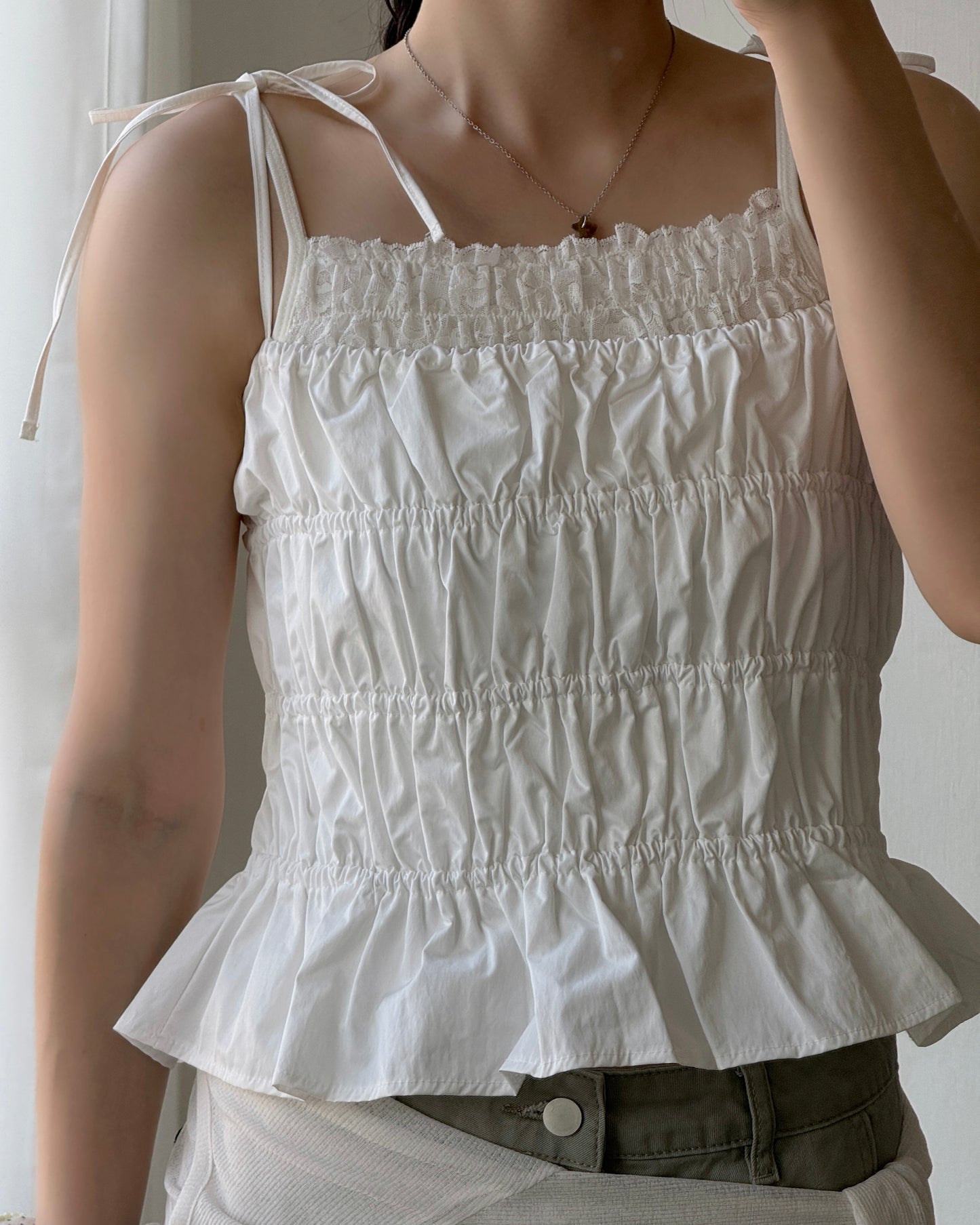 VT321 Lace Vest - Green | Brown | White