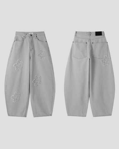 🩵牛仔褲限定優惠 JN061 Floral Jeans - Gray