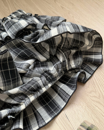 SK201 Checkered Skirt Pants - Khaki | Black