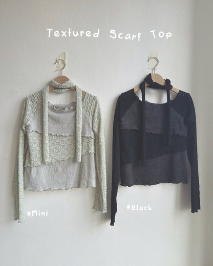 TP611 Textured Scarf Top - Mint | Black