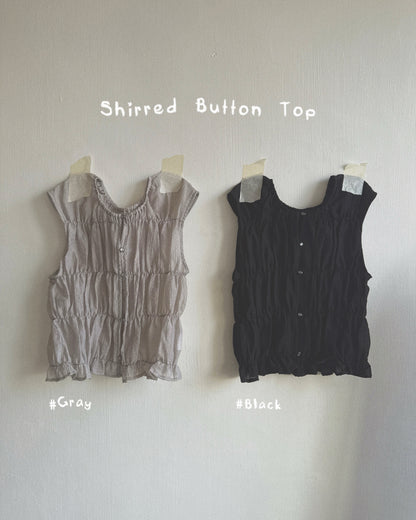 VT330 Shirred Button Top - Gray | Black