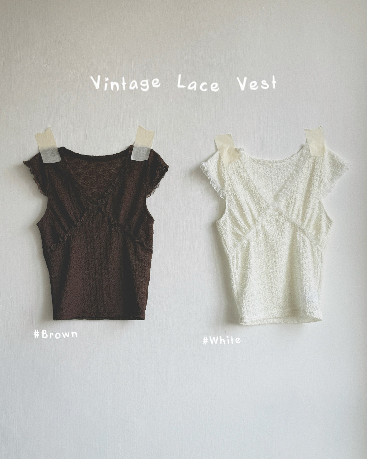 VT331 Vintage Lace Vest - Brown | White