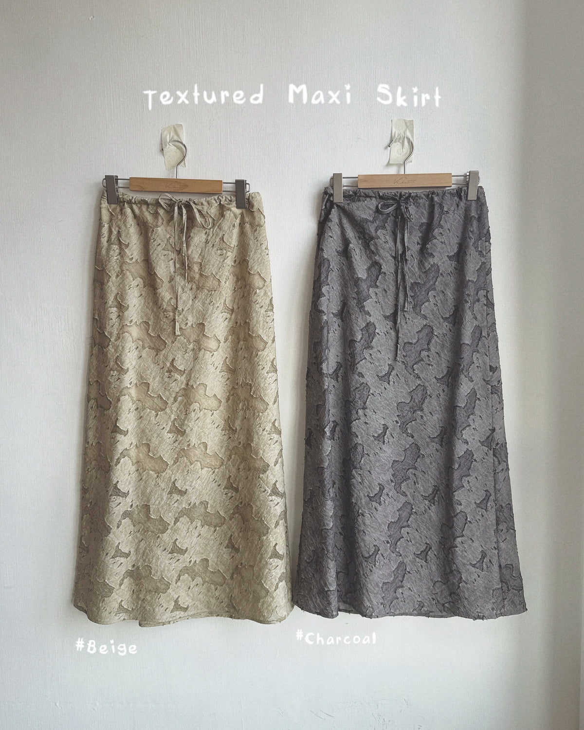 SK230 Textured Maxi Skirt - Beige | Charcoal | Black
