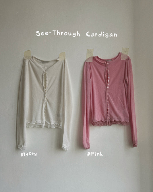 CD060 See-Through Cardigan - Pink | Whit | Black