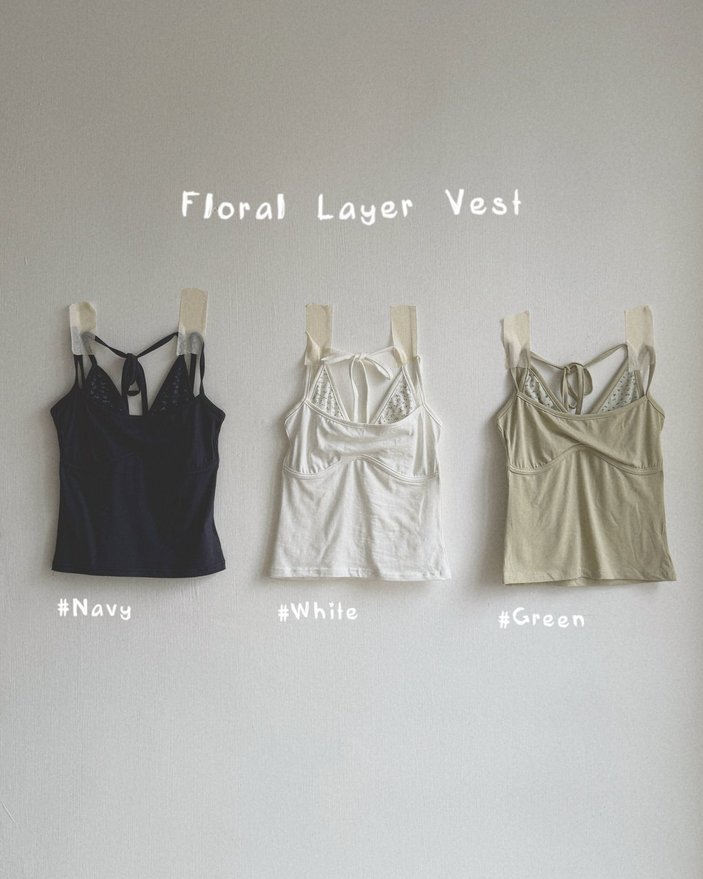VT309 Floral Layer Vest - White | Green | Navy