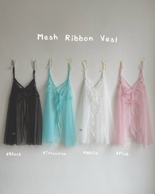 VT310 Mesh Ribbon Vest - White | Turquoise | Pink | Black